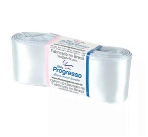 Fita de Cetim Progresso 38mm nº9 - 10m Cor 084 Prata - 01 unidade