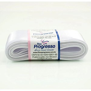 Fita de Cetim Progresso 50mm nº12 - 10m Cor 201 Branco - 01 unidade