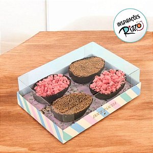 Caixa Degustação Para 4 Mini Ovos De 50g - Doce Páscoa - 15,8x10,6x6cm - 6 unidades - Cromus - Rizzo
