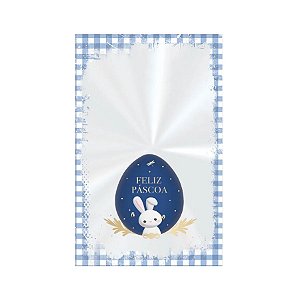 Saco Transparente Poli De Páscoa - Contos De Páscoa Azul - 11x19x5cm - 50 unidades - Cromus - Rizzo