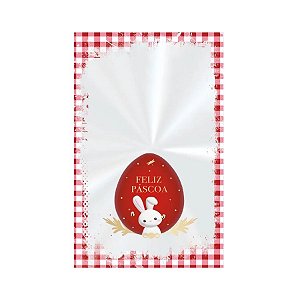 Saco Transparente Poli De Páscoa - Contos De Páscoa Vermelho - 11x19x5cm - 50 unidades - Cromus - Rizzo