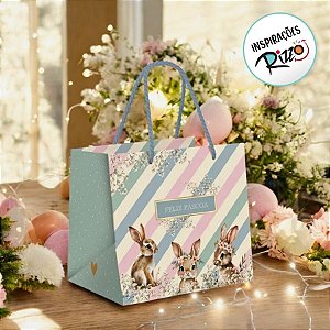 Sacola Premium Para Caixa Meio Ovo - Doce Páscoa - 22x20x14cm - 1 unidade - Cromus - Rizzo