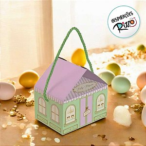 Caixa Casinha Para Docinhos - Quinn Verde e Lilas - 12x9,5x5cm - 10 unidades - Cromus - Rizzo