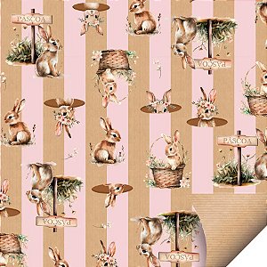Folha para Ovos de Páscoa Papel Kraft Doce Páscoa Rosa 69x89cm - 10 unidades - Cromus - Rizzo