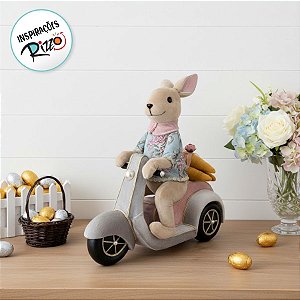 Coelho de Páscoa com Roupa Bordada e Moto - Linha Realeza Premium - 51cm - 1 unidade - Rizzo