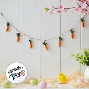 Festão de Páscoa - Cenouras Laranja e Verde - 174cm - 1 unidade - Rizzo