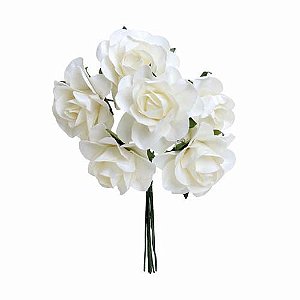 Bouquet de Flores Brancas 3,2cm - 02 unidades - Cromus Casamento Classico - Rizzo Festas