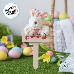 Mini Placa Patinhas Coelho de Páscoa com Laço laranja - 18cm - 1 unidade - Rizzo