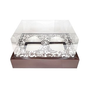 Caixa de Ovo Duplo de Páscoa 150 g com Moldura Marrom Arabesco - 5 unidades - ASSK - Rizzo