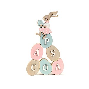 Enfeite Decorativo De Páscoa - Coelho Rosa e Verde - 23x13,5cm - 1 unidade - Cromus - Rizzo