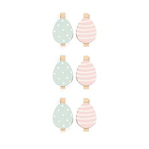 Mini Prendedor Decorativo De Páscoa - Ovo de Páscoa Rosa e Verde - 4,5cm - 6 unidades - Cromus - Rizzo