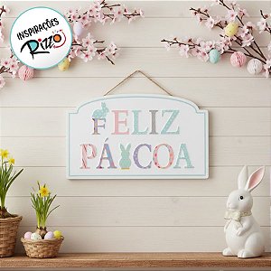 Placa Decorativa De Metal De Páscoa - Feliz Páscoa - 42x25cm - 1 unidade - Cromus - Rizzo