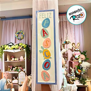Placa Decorativa De Metal De Páscoa - Feliz Páscoa - 70x20,5cm - 1 unidade - Cromus - Rizzo