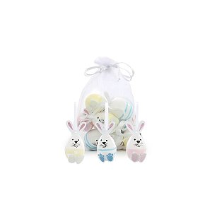 Mini Ovos De Páscoa Sortido Com Formato De Coelhinhos Para Pendurar - 4cm - 9 unidades - Cromus - Rizzo