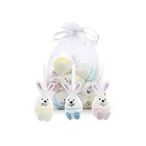 Ovos De Páscoa Sortido Com Formato De Coelhinhos Para Pendurar - 6cm - 9 unidades - Cromus - Rizzo