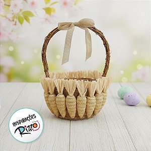 Enfeite Decorativa de Páscoa - Cesta com Cenouras - 32cm - 1 unidade - Cromus - Rizzo