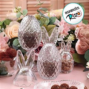 Ovo de Vidro Transparente com Orelha de Coelho - 17cm - 1 unidade - Cromus - Rizzo
