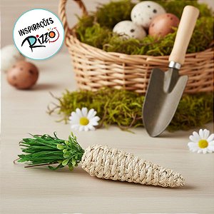 Enfeite Decorativo de Páscoa - Cenoura de Palha - 33cm - 1 unidade - Cromus - Rizzo