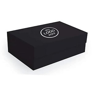 Caixa de Papel Rígido Personalizado com Logo Branco - Retangular Preto com Ímã - 1 unidade - Cromus - Rizzo