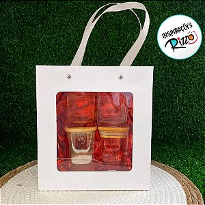 Sacola de Papel com Gaveta e Visor Alça Branca 18x16,5x8,5 - Branca - 1 unidade - Rizzo
