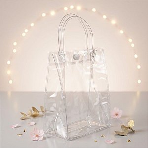 Sacola Transparente Botão - 23x11x33cm - 10 unidades - Rizzo