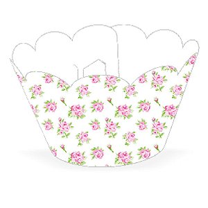 Wrapper Cupcake Tradicional - Floral Branco - 5cm x 22cm - 12 unidades - Nc Toys