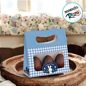 Mini Caixa Plus Para Ovos Com Visor - Contos De Páscoa Azul - 13x5,5x13cm - 10 unidades - Cromus - Rizzo