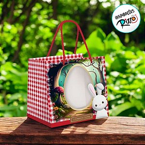 Sacola Premium Para Caixa Meio Ovo Com Visor - Contos De Páscoa - 30x26x14cm - 1 unidade - Cromus - Rizzo