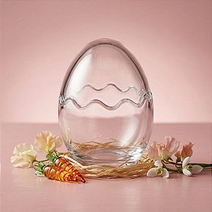 Ovo de Decorativo de Páscoa de Vidro com Tampa - 9cm - 1 unidade - Rizzo