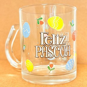 Caneca de Vidro - Feliz Páscoa - 320ml - 1 unidade - Rizzo