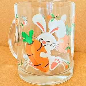 Caneca de Vidro - Coelho com Cenoura - 320ml - 1 unidade - Rizzo