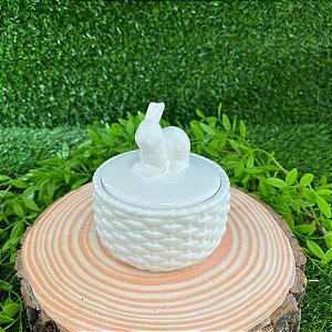 Pote Decorativo de Páscoa Bomboniere - Coelho branco - 12cm - 1 unidade - Cromus - Rizzo