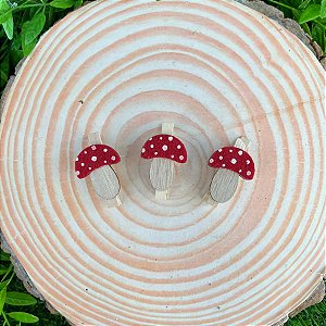 Mini Prendedor Decorativo - Cogumelo Vermelho - 5cm - 3 unidades - Cromus - Rizzo