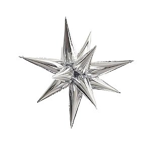 Balão de Festa Metalizado 40" 101cm - Starburst Silver - 1 unidade - Rizzo
