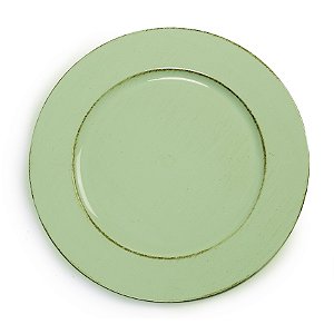 Sousplats em Resina Liso Envelhecido Verde Decoração de Páscoa - 33cm - Cromus Páscoa - Rizzo Embalagens