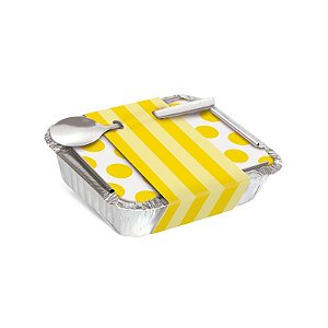 Marmitinha Com Cinta Listras Amarelo 8,5x6,5x2,5cm - 12 unidades - Cromus - Rizzo Embalagens