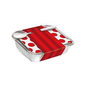 Marmitinha Com Cinta Listras Vermelho 8,5x6,5x2,5cm - 12 unidades - Cromus - Rizzo Embalagens