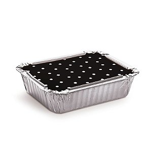 Marmitinha Preto Poá Branco M 8,5x6,5x2,5cm - 12 unidades - Cromus - Rizzo Embalagens