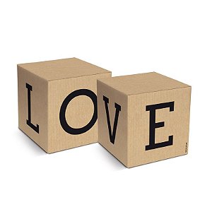 Caixa Cubo Love Felizes para Sempre 6x6x6cm  - 08 unidades - Cromus - Rizzo Embalagens