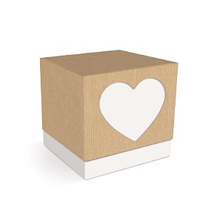 Caixa Cubo Coração Branca Felizes para Sempre 7,5x7,5x7,5cm  - 08 unidades - Cromus - Rizzo Embalagens