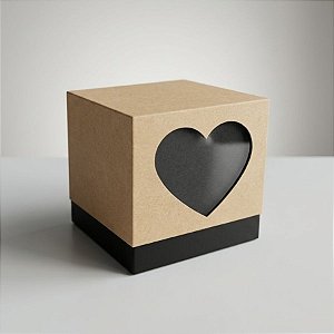 Caixa Cubo Coração Preta Felizes para Sempre 7,5x7,5x7,5cm - 08 unidades - Cromus - Rizzo Embalagens