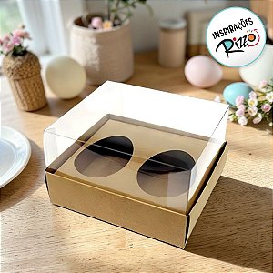 Caixa para 2 Meio Ovos de 50g - Kraft - - 11x12,7x7,5cm - 5unidades - Assk - Páscoa Rizzo Embalagens
