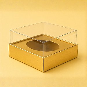 Caixa para Meio Ovo de 100g - 11x12x7cm - Ouro - 5 unidades - ASSK - Rizzo