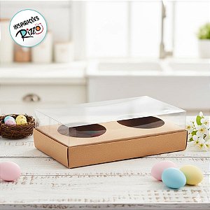 Caixa para 2 Meio Ovos de 100g a 150g - 20x13x8,8cm - Kraft - 5 unidades - Assk - Rizzo