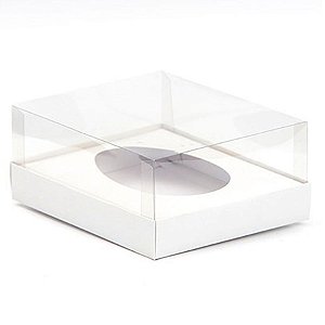 Caixa Ovo de Colher - Meio Ovo de 350g - 20,5cm x 17cm x 6,5cm - Branca - 5unidades - Assk - Páscoa Rizzo Embalagens