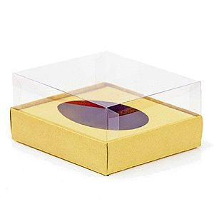 Caixa Ovo de Colher - Meio Ovo de 350g - 20,5cm x 17cm x 6,5cm - Ouro - 5unidades - Assk - Páscoa Rizzo Embalagens