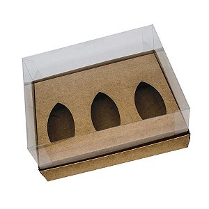 Caixa Barca de Chocolate 3 Cavidades - P - 20,5cm x 17cm x 6,5cm - Kraft - 5 unidades - Assk - Páscoa Rizzo Embalagens