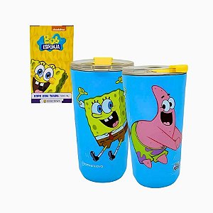 Copo Viagem Térmico Com Tampa - Bob Esponja - 500ml - 1 unidade - Rizzo
