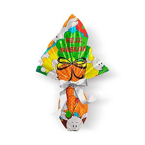 Saco Express 35x35cm para Ovos de 250g a 350g - Cenourando - 05 unidades - Cromus Páscoa - Rizzo Embalagens
