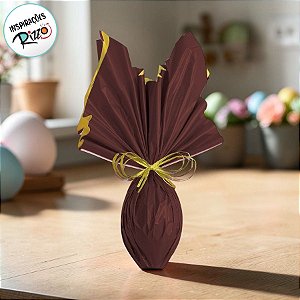 Folha para Ovos de Páscoa Double Face Acetinado Marrom Ouro 69x89cm - 05 unidades - Cromus Páscoa - Rizzo Embalagens